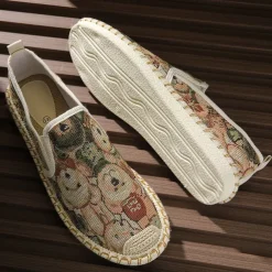 Men's Animal Print Canvas Espadrille Slip-On Shoes with Jute Rope Sole – Comfortable Casual Summer Footwear