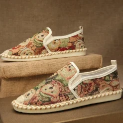 Men's Animal Print Canvas Espadrille Slip-On Shoes with Jute Rope Sole – Comfortable Casual Summer Footwear