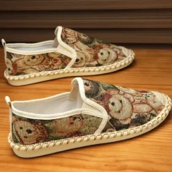 Men's Animal Print Canvas Espadrille Slip-On Shoes with Jute Rope Sole – Comfortable Casual Summer Footwear