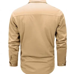 Men's Animal Reindeer Work Shirt Western Shirt Cargo Shirt Long Sleeve Casual Sports & Outdoor Going out Fall Winter Turndown Print Army Green Khaki