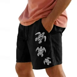Men's Animal Sea Turtle Shorts Summer Shorts Beach Shorts Mid Waist Hawaiian Casual Outdoor Holiday Going out Elastic Waist Drawstring Print Designer Clothing Apparel
