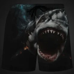Men's Animal Shark 3D Print Swim Shorts Board Shorts Swimming Trunks Mid Waist Vacation Sports Streetwear Party Casual Daily Drawstring with Mesh lining Elastic Waist Designer Clothing Apparel