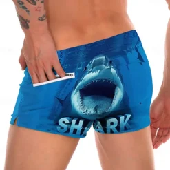 Men's Animal Shark Swim Shorts Board Shorts Swimming Trunks Mid Waist Fashion Designer Surfing Holiday Beach Pocket Drawstring Elastic Waist Designer Clothing Apparel
