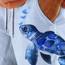 Men's Animal Turtle Marine Life Swim Trunks Swim Shorts Board Shorts Mid Waist Vacation Hawaiian Holiday Vacation Holiday Beach Drawstring with Mesh lining Elastic Waist Designer Clothing Apparel