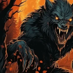 Men's Animal Wolf Devil Shirt Stand Collar Shirt Long Sleeve Dark Punk Gothic Style Holiday Spring Fall Mandarin Collar Band Collar 3D Print Button Up Shirts Blue Orange