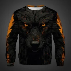 Men's Animal Wolf Sweatshirts Sweatshirt Pullover Long Sleeve Sweatshirt Crew Neck 3D Subculture 3D Print Vacation Holiday Going out 3D Print Spring & Fall