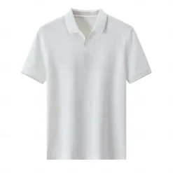 Men's Anti-bacterial UV Protection Cooling T Shirt Fold-over V Neck Collar School Training Short Sleeve with White Trim Clothing Apparel