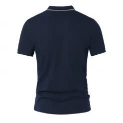 Men's Anti-bacterial UV Protection Cooling T Shirt Fold-over V Neck Collar School Training Short Sleeve with White Trim Clothing Apparel