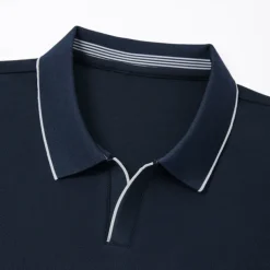 Men's Anti-bacterial UV Protection Cooling T Shirt Fold-over V Neck Collar School Training Short Sleeve with White Trim Clothing Apparel