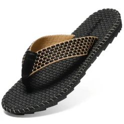 Men's Anti-Slip Woven Flip Flops with Cushioned Sole – Breathable Casual Beach Sandals for Summer, Travel & Daily Wear