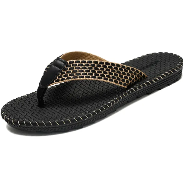 Men's Anti-Slip Woven Flip Flops with Cushioned Sole – Breathable Casual Beach Sandals for Summer, Travel & Daily Wear