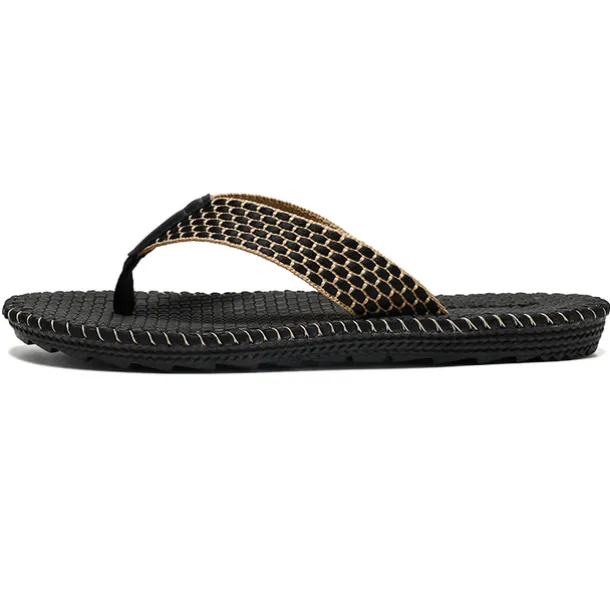 Men's Anti-Slip Woven Flip Flops with Cushioned Sole – Breathable Casual Beach Sandals for Summer, Travel & Daily Wear