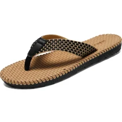 Men's Anti-Slip Woven Flip Flops with Cushioned Sole – Breathable Casual Beach Sandals for Summer, Travel & Daily Wear