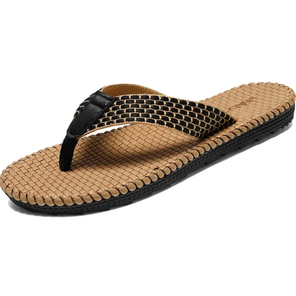 Men's Anti-Slip Woven Flip Flops with Cushioned Sole – Breathable Casual Beach Sandals for Summer, Travel & Daily Wear