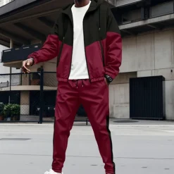 Men's Athletic Pants Active Pants Sweatpants Set Pocket Drawstring Elastic Waist Color Block Comfort Sports Outdoor Daily Fashion Casual Black Wine Micro-elastic