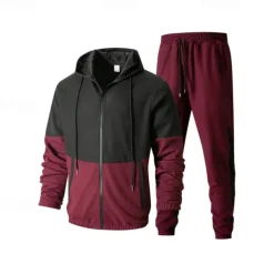 Men's Athletic Pants Active Pants Sweatpants Set Pocket Drawstring Elastic Waist Color Block Comfort Sports Outdoor Daily Fashion Casual Black Wine Micro-elastic