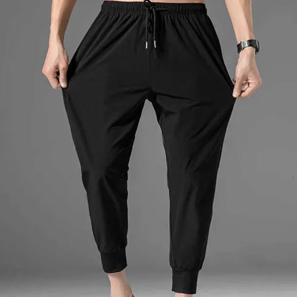 Men's Athletic Pants Cropped Pants Casual Pants Pocket Drawstring Elastic Waist Plain Comfort Outdoor Daily Going out Fashion Streetwear Black Grey