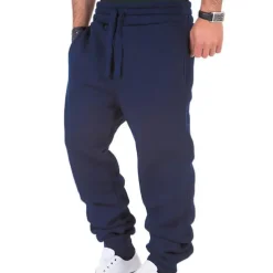Men's Athletic Pants Fleece Pants Sweatpants Joggers Trousers Pocket Drawstring Elastic Waist Plain Comfort Outdoor Daily Going out Fashion Streetwear Black Navy Blue