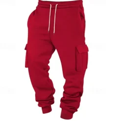 Men's Athletic Pants Joggers Trousers Cargo Sweatpants Pocket Drawstring Elastic Waist Plain Comfort Sports Outdoor Daily Fashion Casual Black White Micro-elastic