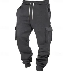 Men's Athletic Pants Joggers Trousers Cargo Sweatpants Pocket Drawstring Elastic Waist Plain Comfort Sports Outdoor Daily Fashion Casual Black White Micro-elastic