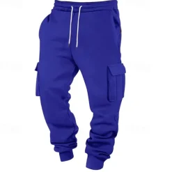 Men's Athletic Pants Joggers Trousers Cargo Sweatpants Pocket Drawstring Elastic Waist Plain Comfort Sports Outdoor Daily Fashion Casual Black White Micro-elastic