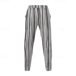 Men's Athletic Pants Sweatpants Trousers Pocket Drawstring Elastic Waist Striped Comfort Sports Outdoor Daily Fashion Casual Black-White Black Micro-elastic
