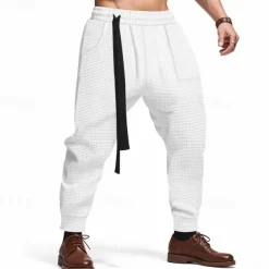 Men's Athletic Pants Sweatpants Joggers Trousers Pocket Drawstring Elastic Waist Plain Comfort Sports Outdoor Daily Fashion Casual Black White Micro-elastic