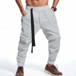 Men's Athletic Pants Sweatpants Joggers Trousers Pocket Drawstring Elastic Waist Plain Comfort Sports Outdoor Daily Fashion Casual Black White Micro-elastic