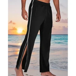 Men's Athletic Pants Sweatpants Tear Away Pants Trousers Straight Leg Sweatpants Zipper Pocket Elastic Waist Plain Comfort Sports Outdoor Daily Fashion Casual Black Blue Micro-elastic