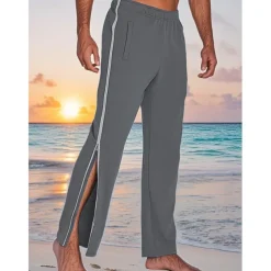 Men's Athletic Pants Sweatpants Tear Away Pants Trousers Straight Leg Sweatpants Zipper Pocket Elastic Waist Plain Comfort Sports Outdoor Daily Fashion Casual Black Blue Micro-elastic