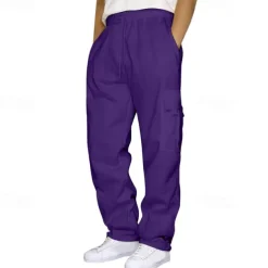 Men's Athletic Pants Sweatpants Trousers Pocket Drawstring Elastic Waist Plain Comfort Sports Outdoor Daily Fashion Casual Light Khaki Black Micro-elastic