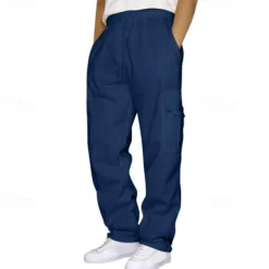 Men's Athletic Pants Sweatpants Trousers Pocket Drawstring Elastic Waist Plain Comfort Sports Outdoor Daily Fashion Casual Light Khaki Black Micro-elastic