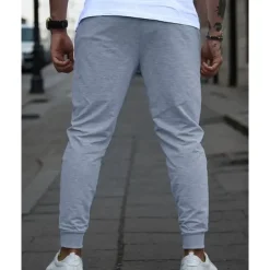 Men's Athletic Pants Sweatpants Joggers Trousers Pocket Drawstring Elastic Waist Plain Comfort Sports Outdoor Daily Fashion Casual Black Navy Blue Micro-elastic