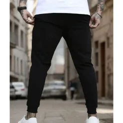 Men's Athletic Pants Sweatpants Joggers Trousers Pocket Drawstring Elastic Waist Plain Comfort Sports Outdoor Daily Fashion Casual Black Navy Blue Micro-elastic