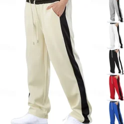 Men's Athletic Pants Wide Leg Sweatpants Trousers Pocket Drawstring Elastic Waist Color Block Comfort Sports Outdoor Daily Fashion Casual Black Red Micro-elastic
