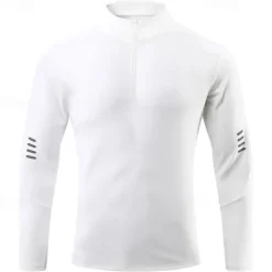 Men's Athletic Shirt Gym Shirt Fitness Shirt Padded Compression Shirt Quarter Zip Long Sleeve Jersey Casual Athleisure Fall Spandex Breathable Quick Dry Soft Gym Workout Running Walking Sportswear