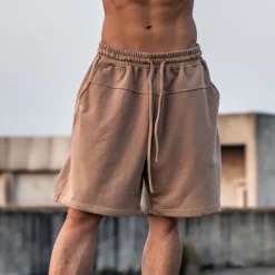 Men's Athletic Shorts Active Shorts Sweat Shorts Pocket Plain Comfort Breathable Outdoor Daily Going out 100% Cotton Fashion Casual Black Brown