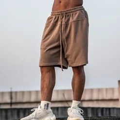 Men's Athletic Shorts Active Shorts Sweat Shorts Pocket Plain Comfort Breathable Outdoor Daily Going out 100% Cotton Fashion Casual Black Brown