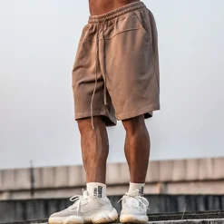 Men's Athletic Shorts Active Shorts Sweat Shorts Pocket Plain Comfort Breathable Outdoor Daily Going out 100% Cotton Fashion Casual Black Brown