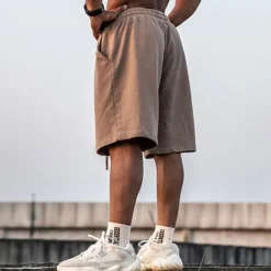 Men's Athletic Shorts Active Shorts Sweat Shorts Pocket Plain Comfort Breathable Outdoor Daily Going out 100% Cotton Fashion Casual Black Brown