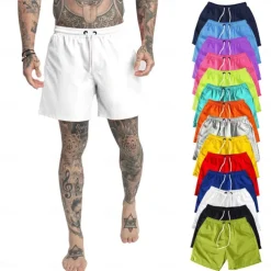 Men's Athletic Shorts Active Shorts Shorts Casual Shorts Drawstring Plain Comfort Breathable Outdoor Daily Going out Fashion Casual Black White