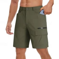 Men's Athletic Shorts Cargo Shorts Outdoor Shorts Hiking Shorts Buttons Pocket Plain Waterproof Breathable Short Outdoor Camping & Hiking Going out Sports Casual Black Green