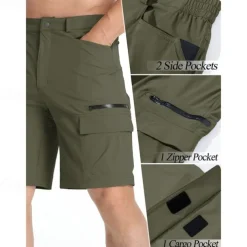 Men's Athletic Shorts Cargo Shorts Outdoor Shorts Hiking Shorts Buttons Pocket Plain Waterproof Breathable Short Outdoor Camping & Hiking Going out Sports Casual Black Green