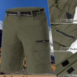 Men's Athletic Shorts Cargo Shorts Outdoor Shorts Hiking Shorts Buttons Pocket Plain Waterproof Breathable Short Outdoor Camping & Hiking Going out Sports Casual Black Green