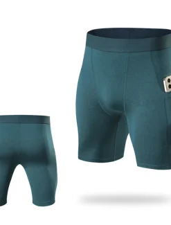 Men's Athletic Shorts Compression Shorts Running Shorts Gym Shorts Going out Weekend Breathable Quick Dry High Elasticity Elastic Waist with Phone Pocket Plain Short Gymnatics Activewear Wine Red