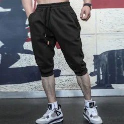 Men's Athletic Shorts Running Shorts Capri Pants Pocket Plain Comfort Breathable Fitness Running Gym Sports Athleisure Black Royal Blue