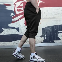 Men's Athletic Shorts Running Shorts Capri Pants Pocket Plain Comfort Breathable Fitness Running Gym Sports Athleisure Black Royal Blue