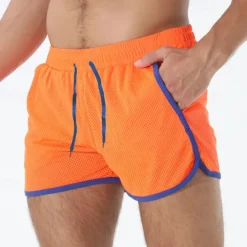 Men's Athletic Shorts Shorts Running Shorts Gym Shorts Mesh Shorts Pocket Drawstring Elastic Waist Patchwork Comfort Short Sports Outdoor Daily Going out Fashion Casual Black White Micro-elastic