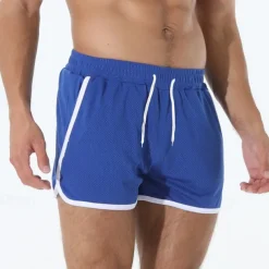 Men's Athletic Shorts Shorts Running Shorts Gym Shorts Mesh Shorts Pocket Drawstring Elastic Waist Patchwork Comfort Short Sports Outdoor Daily Going out Fashion Casual Black White Micro-elastic