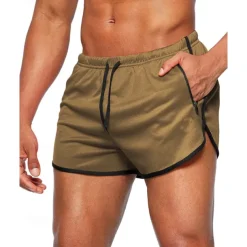 Men's Athletic Shorts Shorts Running Shorts Gym Shorts Sport Daily Quick Dry High Stretch Comfortable Pocket Drawstring Elastic Waist Plain Short Gymnatics Casual Activewear Wine Red Black